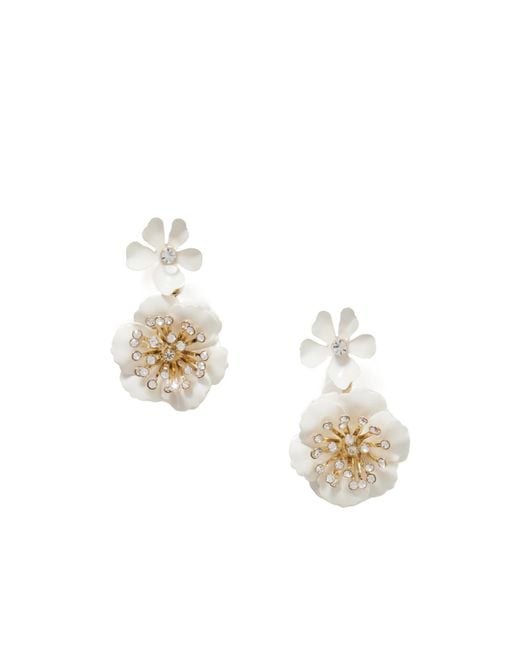 Carolina Herrera White Flower Element Earrings