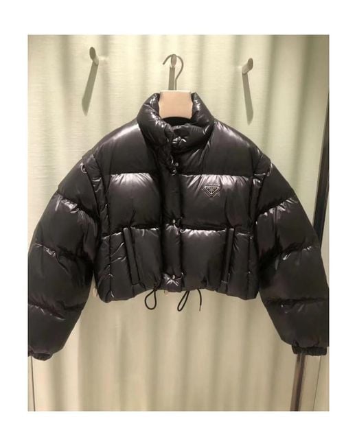 Prada Black Convertible High-Neck Down Jacket
