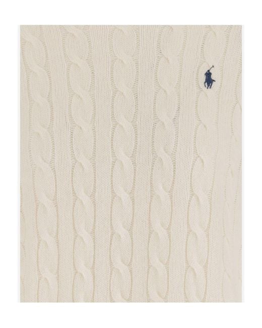 Polo Ralph Lauren White Logo-Embroidered Crewneck Jumper