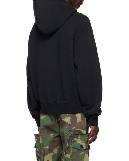 Heron Preston Black Graphic Printed Drawstring Hoodie for men