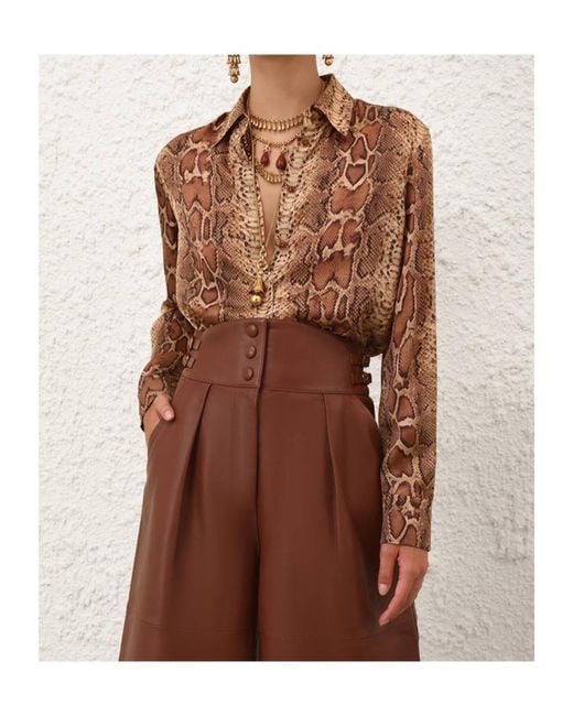 Zimmermann Brown Hypnotic Printed Shirt