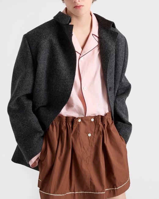 Prada Brown Elasticated Waistband Mini Skirt