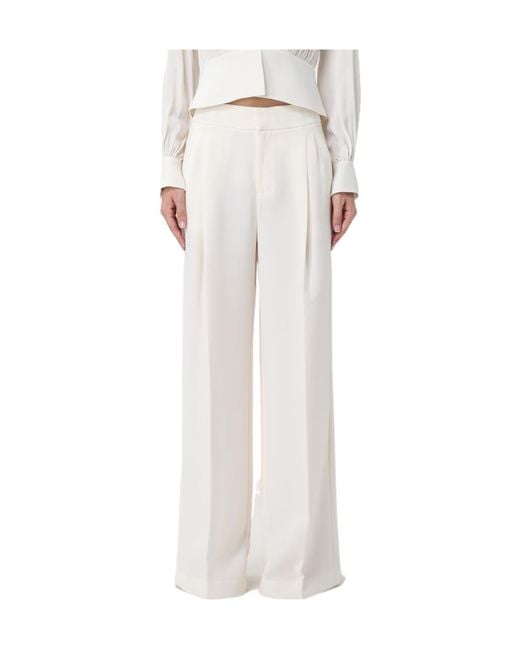 Twinset White Wide-Leg Tailored Trousers