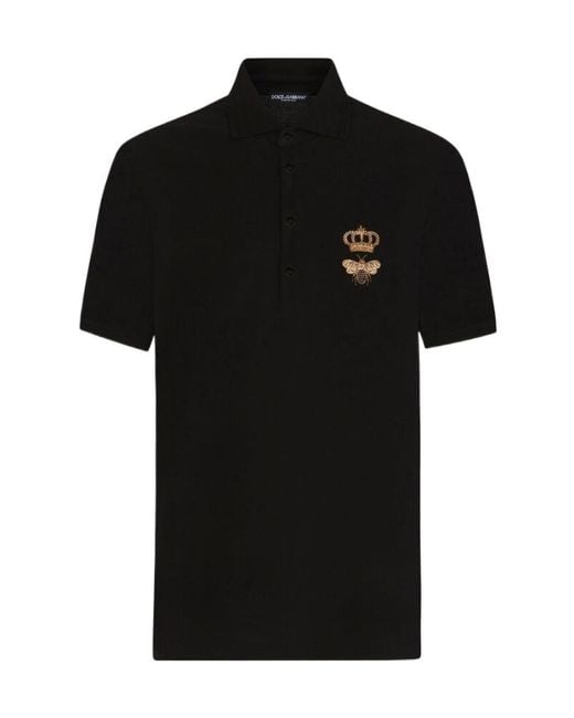 Dolce & Gabbana Black Embroidery Piquet Polo for men