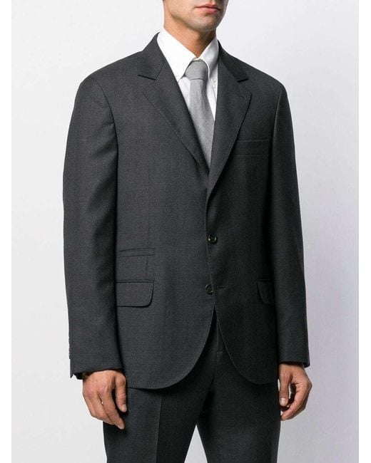 Brunello Cucinelli Black Single-Breasted Tailored Blazer for men