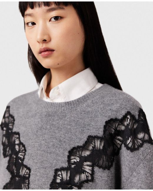Stella McCartney Gray Lace-Detailed Knitted Mini Dress