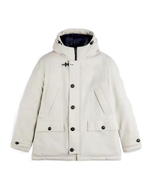Fay White Padded Hooded Coat for men