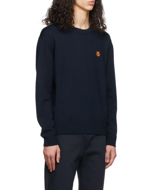 KENZO Blue Tiger Logo-Patch Jumper for men