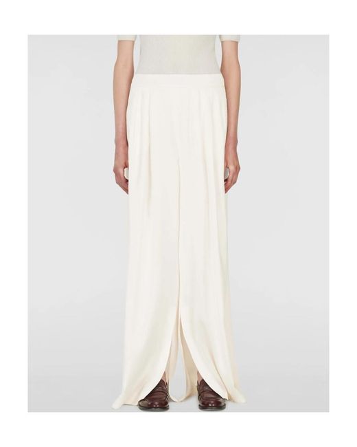 Fabiana Filippi White Pleated Wide-Leg Trousers