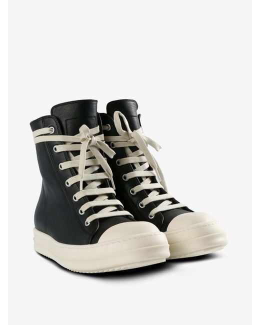 Rick Owens Black High-Top Lace-Up Sneakers