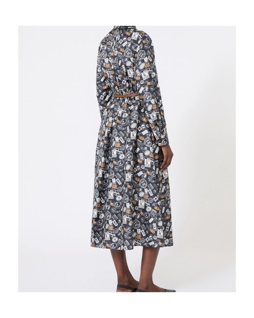 Max Mara Gray Printed Shirt Dress