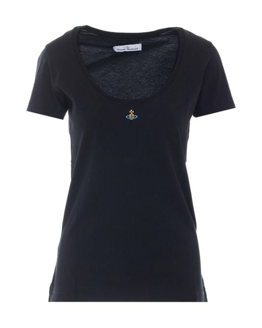 Vivienne Westwood Black Lollo Orb Logo T-Shirt for men