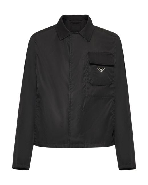 Prada Black Logo Plaque Long Sleeved Jacket for men