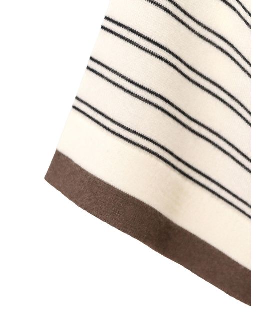 Brunello Cucinelli Natural Striped Crewneck Jumper