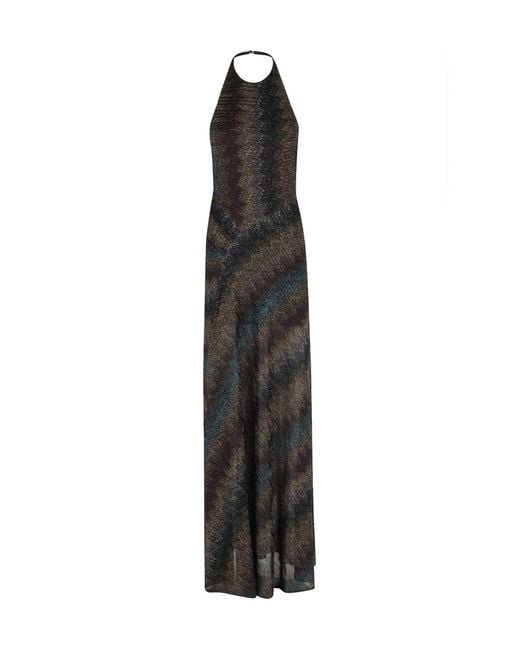 Missoni Black Halter Neck Snake-Print Maxi Dress