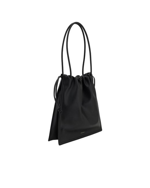 Coccinelle Black Logo Embossed Drawstring Tote Bag