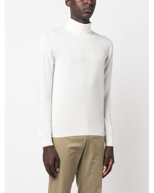 Lardini White Roll-Neck Wool Jumper for men