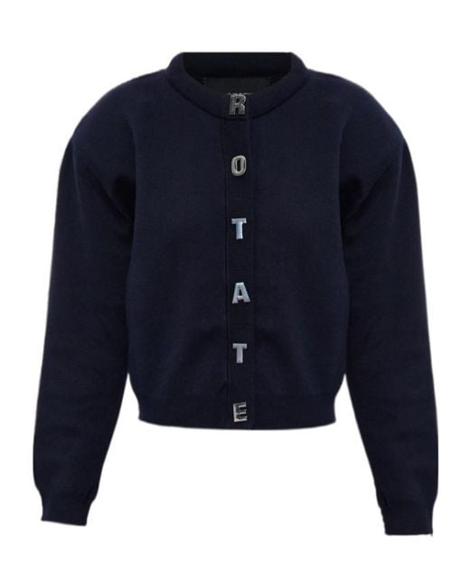 ROTATE BIRGER CHRISTENSEN Blue Letter Firm Knit Cardigan