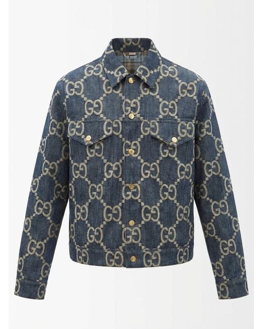 Gucci Blue Interlocking G Pattern Denim Jacket for men