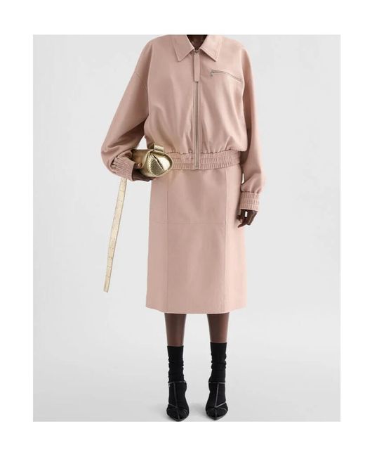 Jil Sander Pink Midi Leather Skirt
