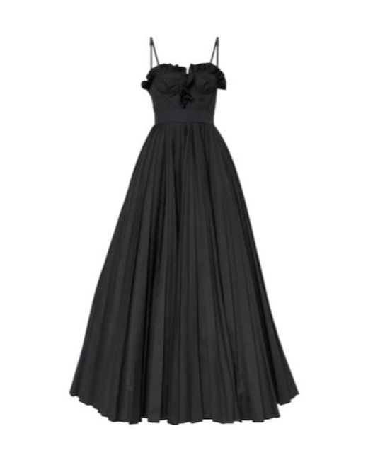 Giambattista Valli Black Ruched Pleated Cotton Gown