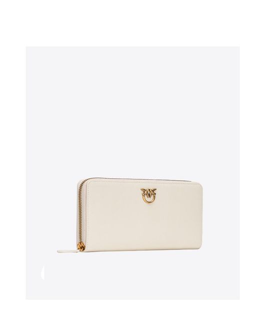 Pinko White Logo-Plaque Zipped Wallet