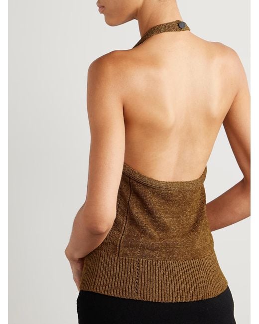 Proenza Schouler Brown Leona Knitted Backless Top