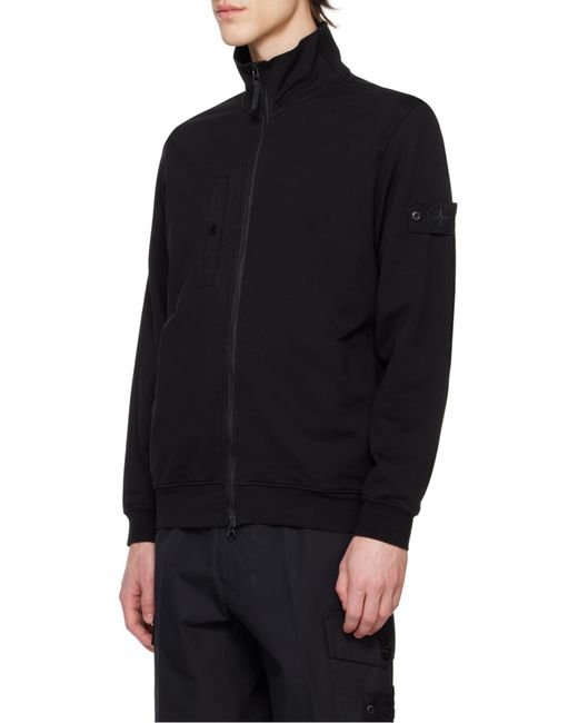 Stone Island Black Zippered Sweatshirt for men