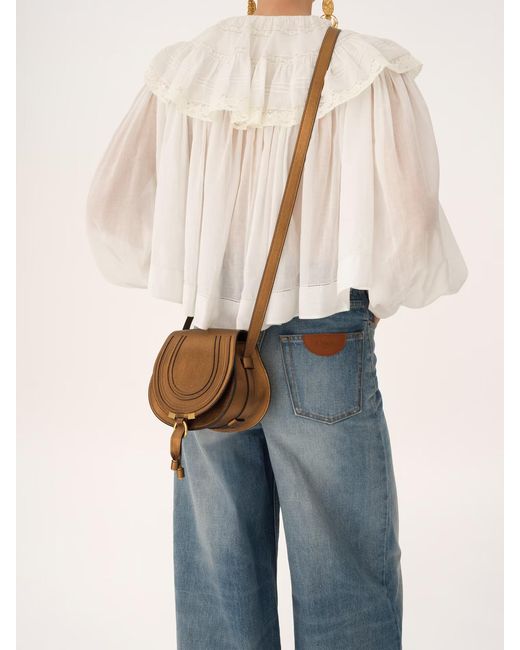 Chloé Brown Small Marcie Leather Shoulder Bag
