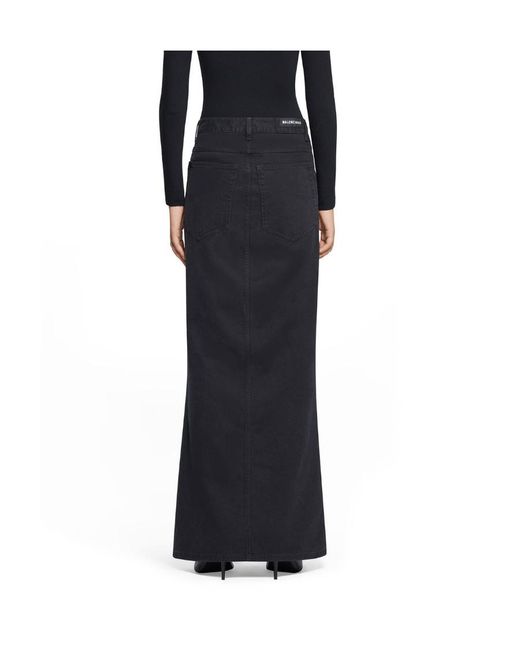Balenciaga Black Centre Slit Denim Pencil Skirt