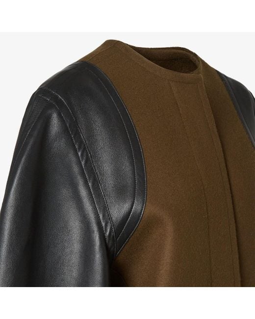 Fendi Brown Wool And Leather Coat