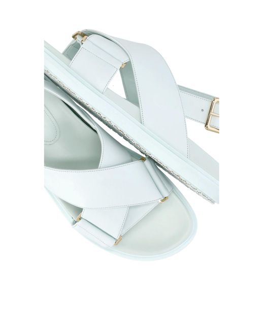 Marni Blue Logo Embossed Buckled Sandals
