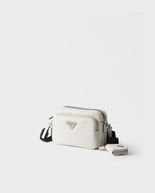 Prada Gray Saffiano Leather Shoulder Bag for men