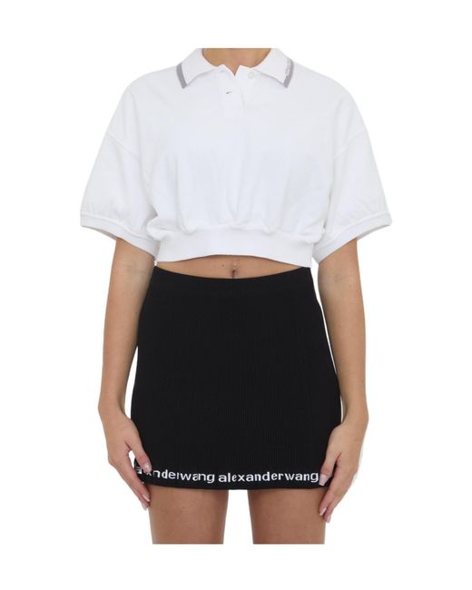 Alexander Wang Black T By Cropped Polo Shirt