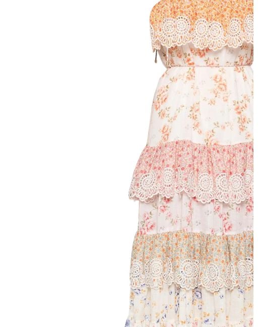 Zimmermann Pink Floral-Print Midi Dress