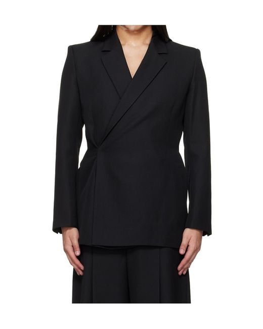 Egonlab Black Egonic Wool Double-Breasted Suit Jacket for men