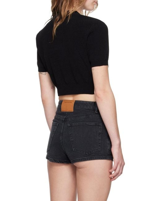 Alexander Wang Black Logo Embossed Ribbed Jumper