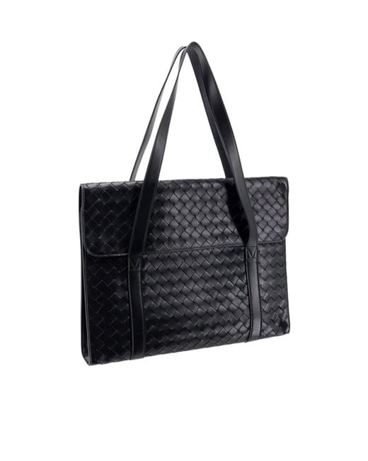 Bottega Veneta Black Intrecciato Briefcase for men