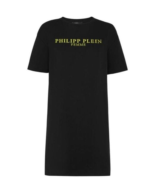 Philipp Plein Black Logo Details T-Shirt Dress