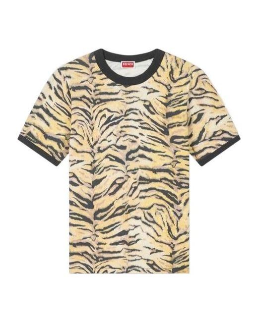 KENZO Natural All-Over Stripe Print T-Shirt for men