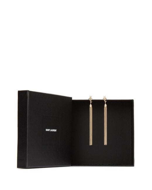 Saint Laurent White Loulou Tassel Earrings