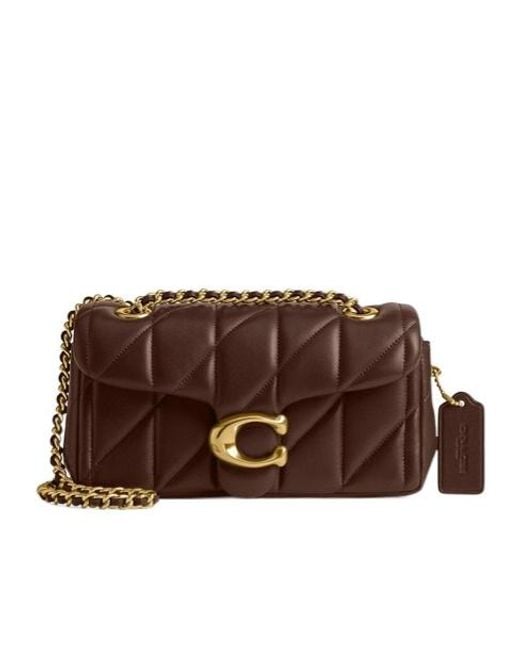 COACH Brown Tabby 20 Logo Plaque Quilted Shoulder Bag