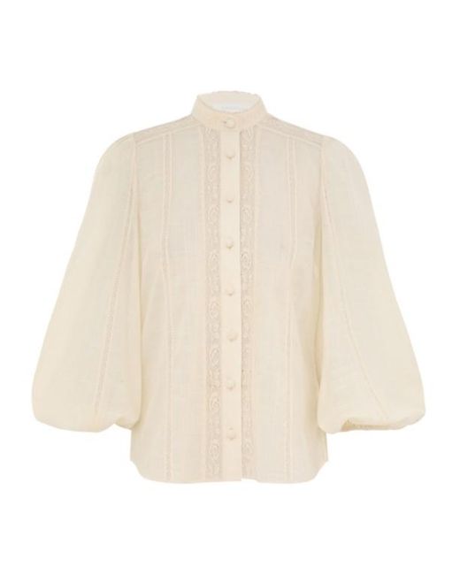 Zimmermann Natural Halliday Laced Trim Shirt