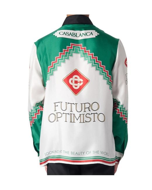 Casablanca Green Graphic-Print Silk Shirt for men