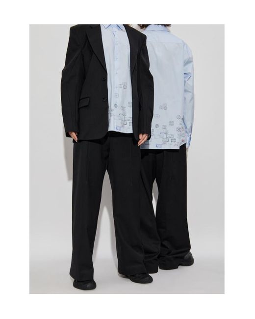 Vetements Blue Passport-Stamp Print Shirt for men