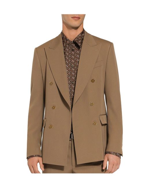 Dolce & Gabbana Brown Double-Breasted Technical Gabardine Jacket for men