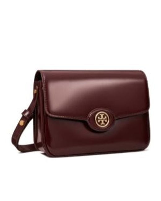 Tory Burch Brown Crosshatched Foldover Top Shoulder Bag