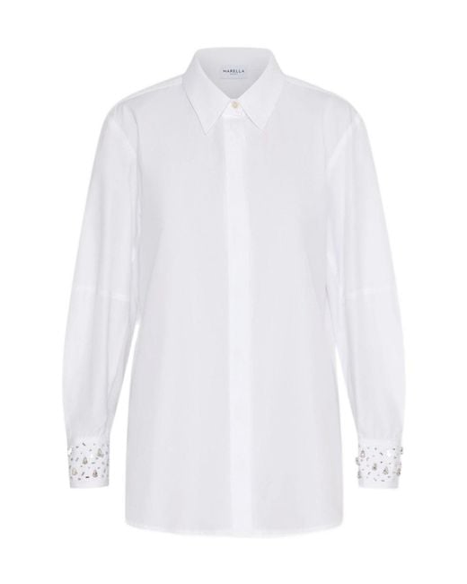 Marella White Embroidered Cotton Shirt