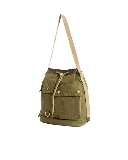 Barbour Green Mia Drawstring Tote Bag