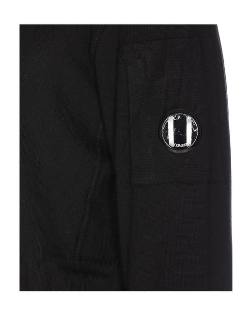 C P Company Black Logo-Appliqué Knitted Jumper for men